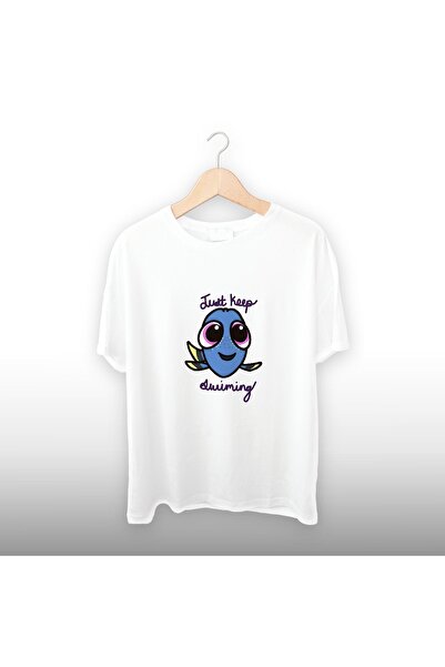 HOFFNUNG Tricou unisex cu detalii Just Keep Swimming