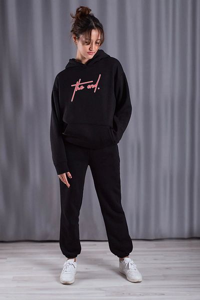 Elfa Tekstil Σετ αθλητική φόρμα με κουκούλα Oversize - The End Printed, Σετ με κάτω μέρος