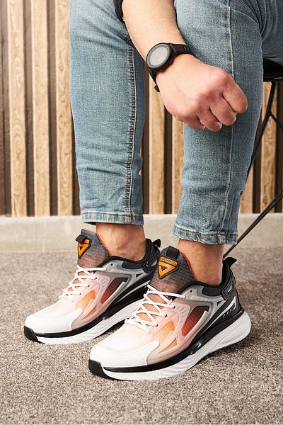 Nstil Pantofi de sport casual pentru bărbați, alb, negru, portocaliu, cu șireturi, cu talpă groasă, pantofi sport confortabili 4267