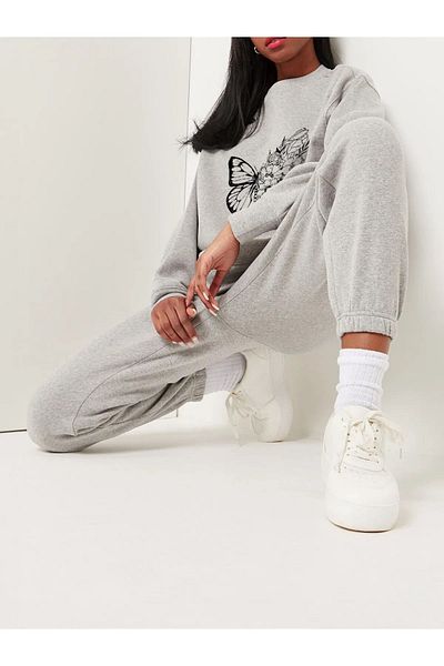 Frisson Oversize Hooded Tracksuit Set - Sweatshirt and Jogger