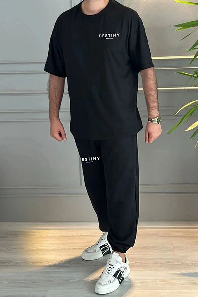 Frisson Printed Sweatpants and T-shirt Top and Bottom Tracksuit Set