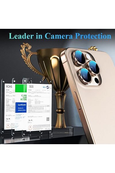 AWH iPhone16 Pro/Pro Max, Camera Lens Protector, 1Step Installation,Tempered Glass, Desert Titanium