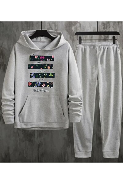 Frisson Σετ φόρμας με κουκούλα μεγάλου μεγέθους - Σετ εμπριμέ κάτω και επάνω