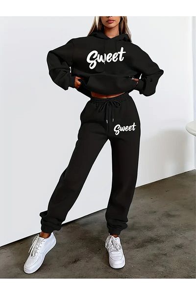 Frisson Sweet Printed Women's Tracksuit Set - Oversize Hoodie