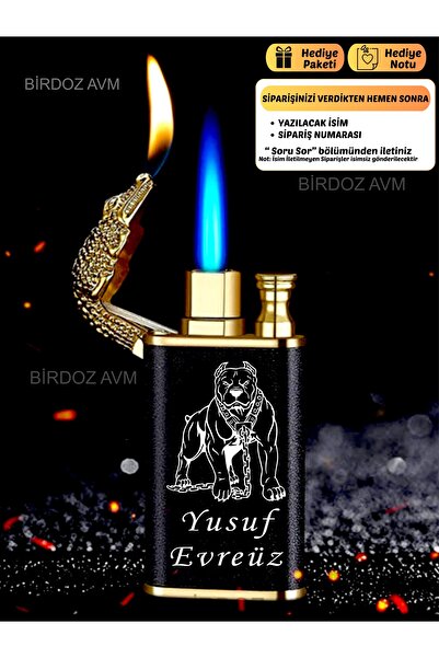 birdoz avm Kişiye Özel İsimli PİTBULL Tasarım Hediyelik Timsah Başlıklı Çift ...