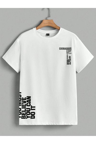 Revasser Unisex Πολύχρωμο Προσαρμοσμένο Βαμβακερό Μπλουζάκι Oversize Γυναικείο/Ανδρικό