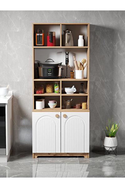 Platinreyon Bohem Tarz Şık Çok Amaçlı Kiler Mutfak Dolabı Beyaz
