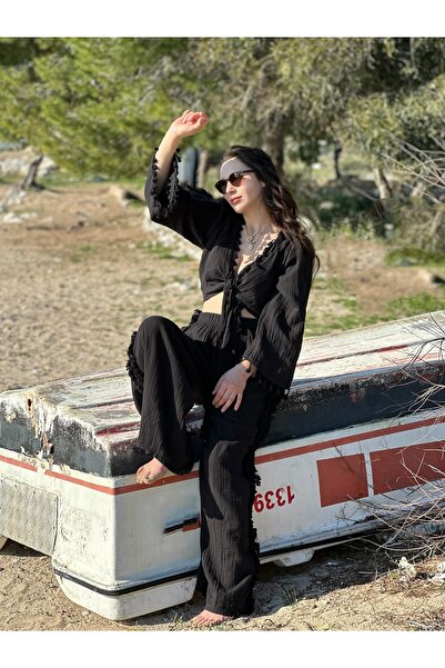 Butik بنطلون موسلين أسود