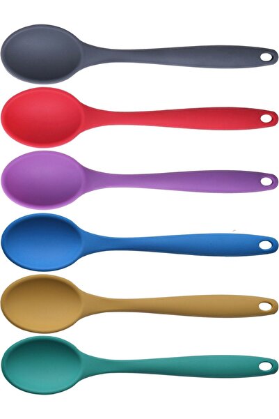 Atlas Mutfak Large Size Fireproof Silicone Spoon Set 6 Pieces - Spoon Set Sil...