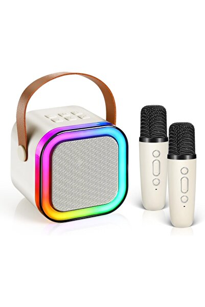 AWH جهاز كاريوكي للأطفال مع مايكروفونين لاسلكيين ومكبر صوت بلوتوث صغير مع أضواء LED