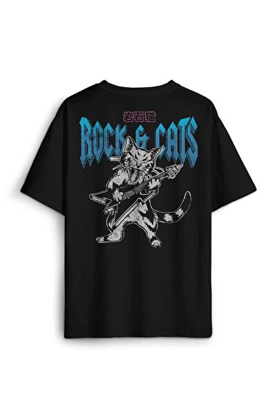 Kendim Seçtim تي شيرت أسود من القطن للجنسين من Meowtallica Rock Cat Metallica...