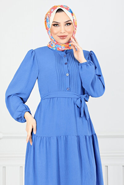 ModaMerve Kuşaklı Aerobin Elbise 207ASN936-M İndigo