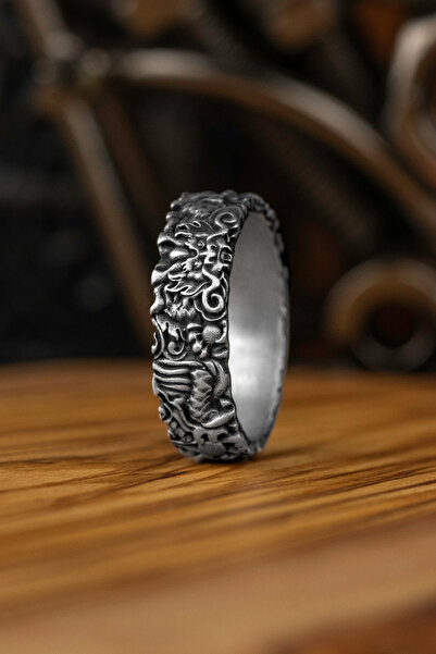 Pangea 925 Silver Oni Amanajoku Japon Mitolojisi Vintage 925 Ayar Gümüş Yüzük
