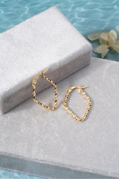 Nereze 925 Ayar Gümüş Gold Burgu Model Şarnel Küpe