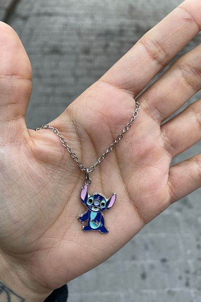 Köstebek Anime Stitch Silver Necklace