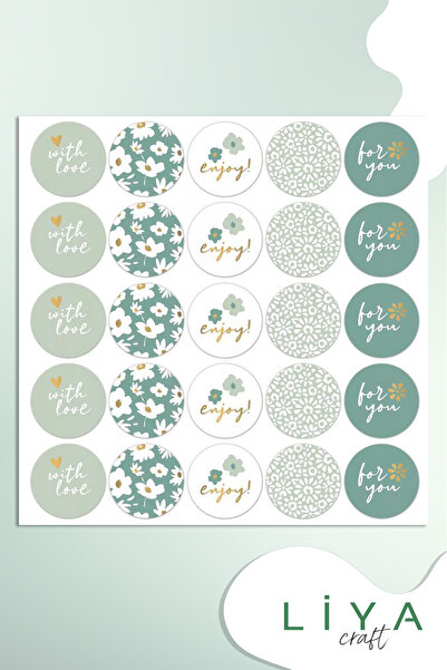 LiyaCraft Sa ljubavlju prema vama set nalepnica E-Ticaret 48 komada 3,5 cm ti...