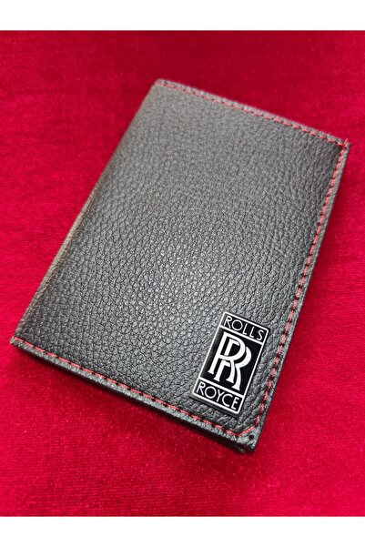 ATTA PAZARLAMA حافظة ترخيص ROLLS ROYCE من الجلد الأسود منقوشة، حافظة ترخيص، م...