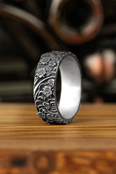 Pangea 925 Silver Çiçek Ve Dalga İşlemeli 925 Ayar Gümüş Yüzük