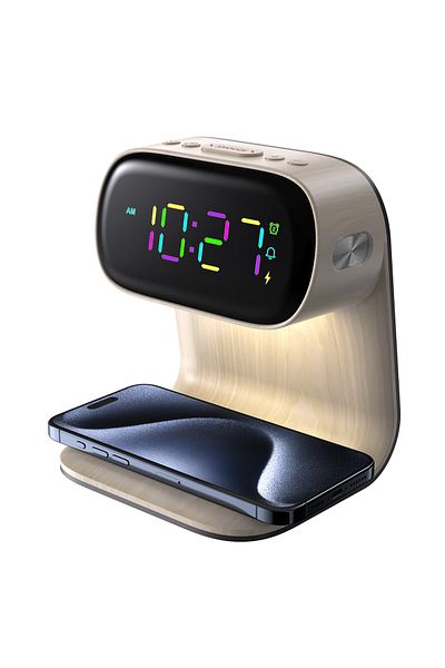 sharpdo LED Multi-Function 3-In-1 Night Light Alarm Clock with Wireless Charging