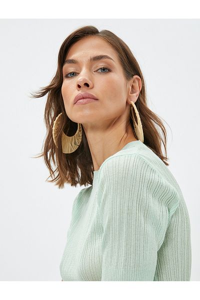 Koton Melis Ağazat X - Short Sleeve Knitwear Sweater Striped