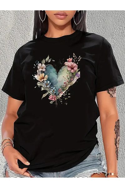 PENTHİLUS Tricou unisex cu imprimeu Fluture Frumusețe inimă de flori