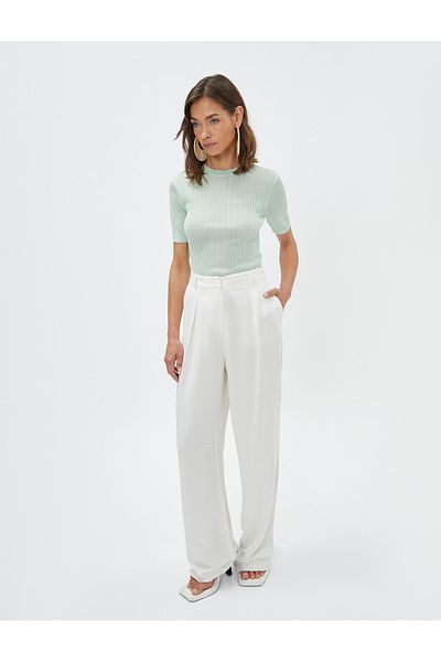 Koton Melis Ağazat X - Short Sleeve Knitwear Sweater Striped