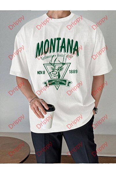 Drippy Tricou unisex cu imprimeu Montana alb