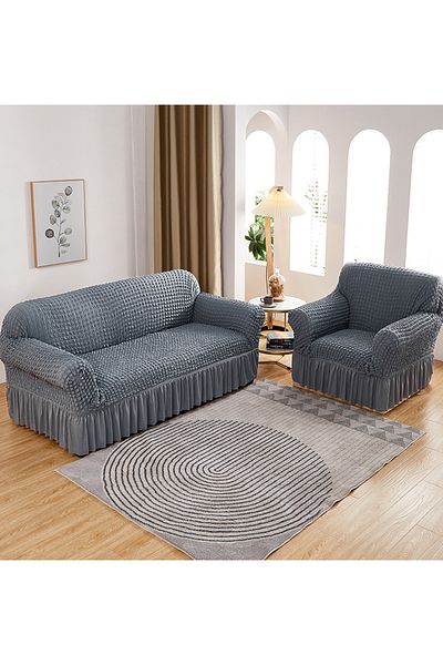 sharpdo 4-Piece Couch Sofa Cover with Skirt, Durable Washable High Elastic Stretchable