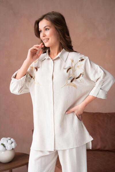 BURRASCA Bead Embroidered Linen Suit