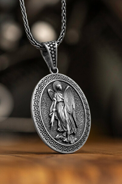 Pangea 925 Silver Kılıçlı Aziz Mikail Ve 925 Ayar Gümüş Kolye