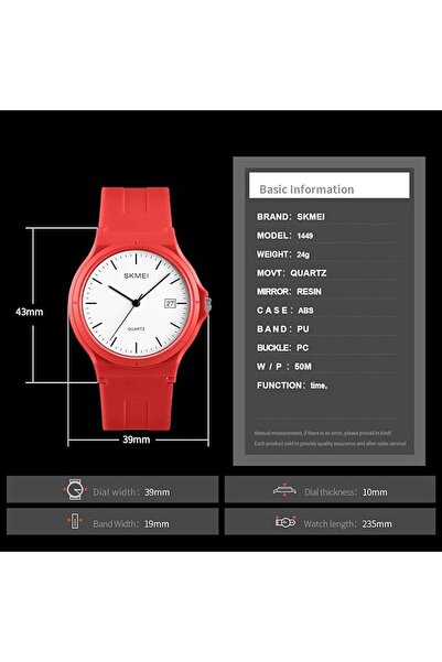 fulina Fashion Sports Watches for Young Men Women,Waterproof Simple Quartz Wrist Watch,Red