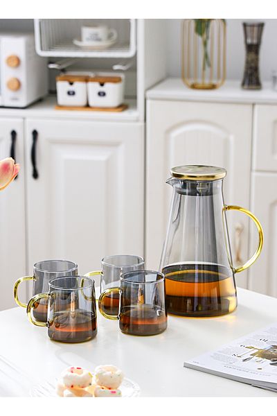 sharpdo Light Luxury Glass Kettle And Cup Set Household Nordic With One 1880 ML Pot And Four 315 ML Cups