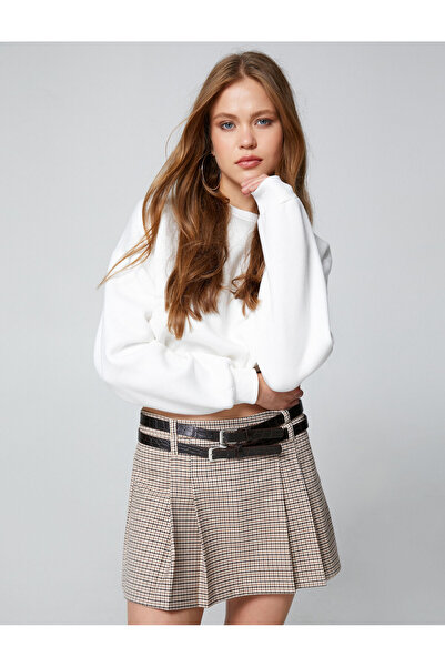 Koton Hanorac Crop Decolteu Crew Talie cu mânecă lungă