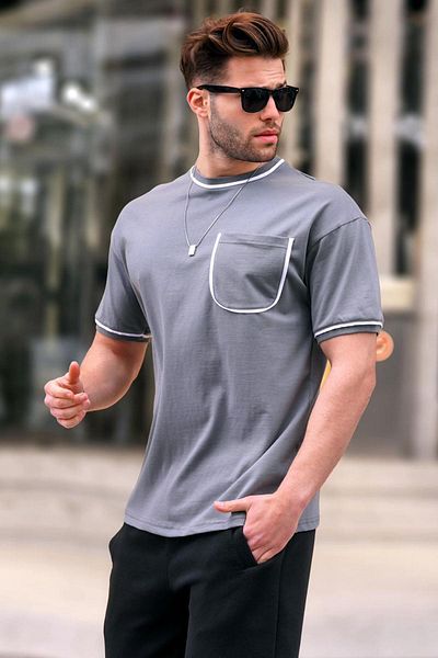 Madmext Ανδρικό T-shirt Smoked με Λεπτομέρεια Τσέπης 6176
