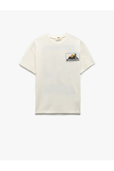 Koton Cotton Crew Neck Printed Short Sleeve T-Shirt