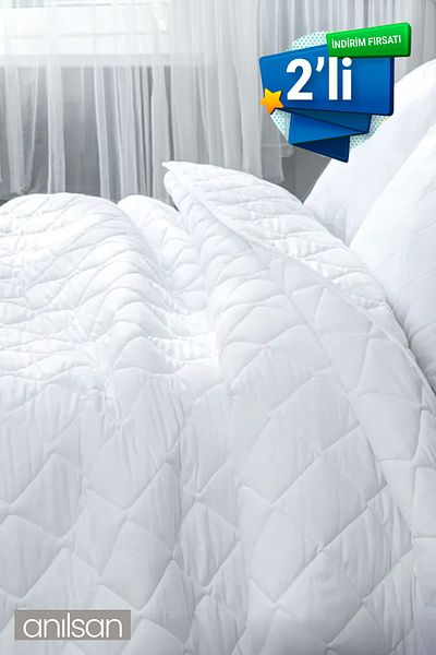 Anılsan 2-Piece Microfiber Battal Quilt - Double, 225X215Cm, White, Simple and Elegant