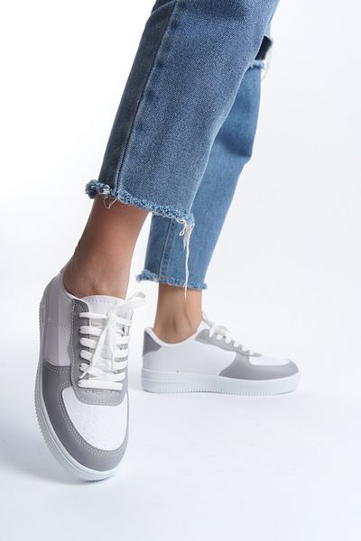 Moda Değirmeni Bílo-šedé dámské tenisky Md1003-101-0001_2038_37