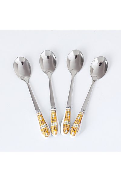 sharpdo European Stainless Steel Coffee Spoon Tea Spoon With Ceramic Handle