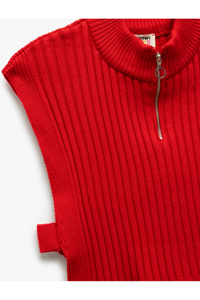 Koton Half Zipper Detailed Stand Collar Sleeveless Knitwear Sweater