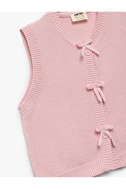 Koton Πλεκτό γιλέκο με λεπτομέρεια με κορδέλα που κλείνει με κουμπιά