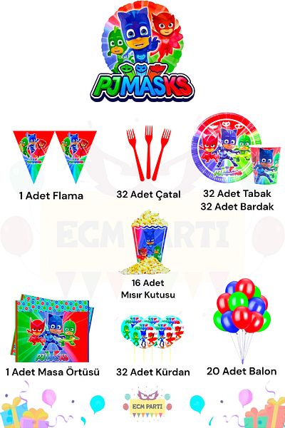 ECM PARTI مجموعة Pijamaskeliler تحت عنوان Ultra Birthday Party تتسع لـ 32 شخصًا