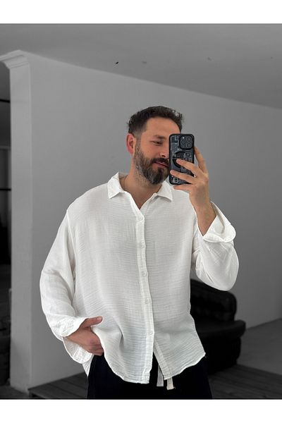 BYBASICMAN White Muslin Fabric Basic Shirt G-5197/10