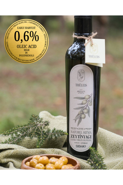 Théleis Naturel Sızma Zeytinyağı Abyssos Şişe Özel Kapak 500 ml