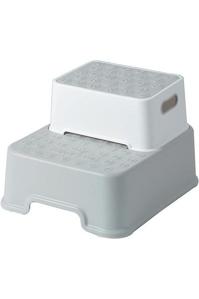 Yelajoy 2 Step Stool,with Anti-Slip Surface & Base,with Wide Steps,for Toddlers Potty Training,Gray