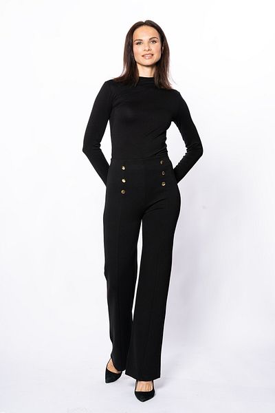 Grenj Fashion Gold Button Trousers Detailed Wide Cut Trousers