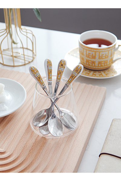 sharpdo European Stainless Steel Coffee Spoon Tea Spoon With Ceramic Handle