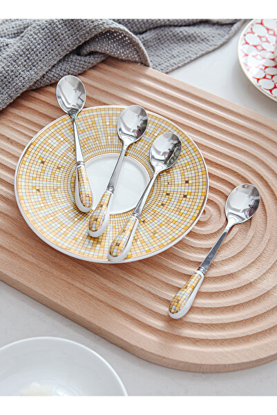 sharpdo European Stainless Steel Coffee Spoon Tea Spoon With Ceramic Handle