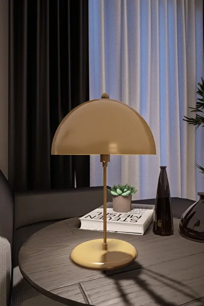 avizade Hemispheric Iron Head E27 Bulb Compatible Table Lamp Lampshade-Antique-Gold Color