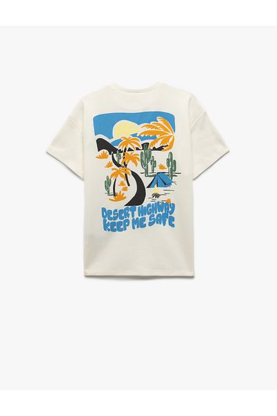 Koton Cotton Crew Neck Printed Short Sleeve T-Shirt
