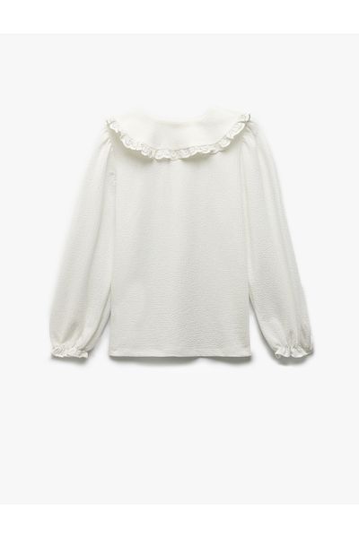 Koton Ruffle Detailed Buttoned Long Sleeve Baby Collar Blouse